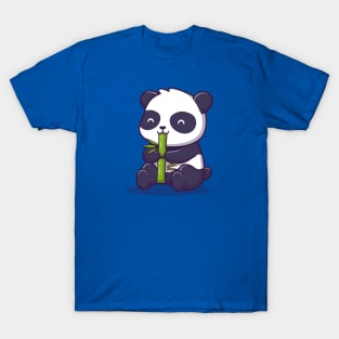 Cute Panda Eat Bamboo Cartoon Vector Icon Illustration (2) T-Shirt